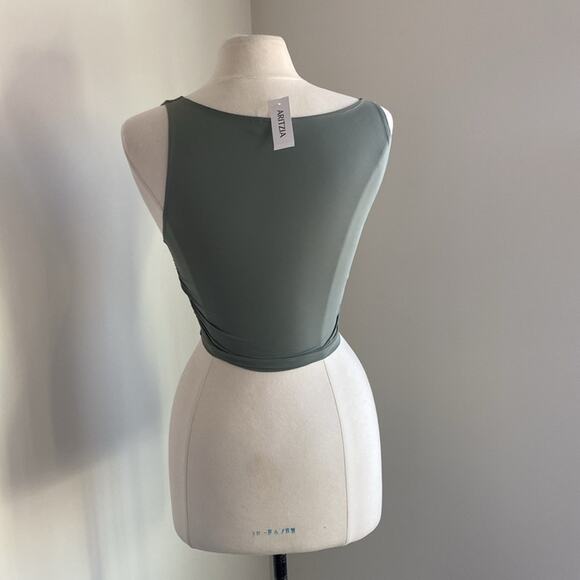 ARITZIA Tank Womens Size 2XS Parfait Design Smoky Sage Green Stretch - Picture 5 of 6